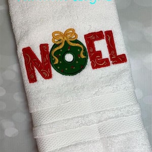 Christmas Embroidery Design - Noel with Wreath Applique   - Machine Embroidery Design - Instant Download