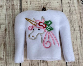 Suéter de Natal Unicórnio 5 Elfo - Camiseta Elfo ITH - Design de bordado à máquina no bastidor - download instantâneo