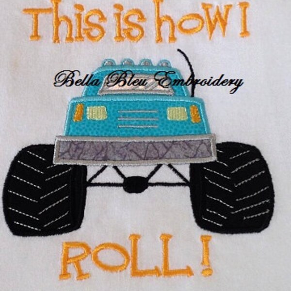 Boys Monster Truck  Applique Embroidery  Design 3 sizes Instant downloadInstant Download