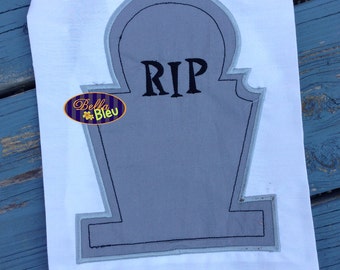 Halloween RIP Tombstone headstone  Monogram Machine Applique Embroidery  Design Instant download
