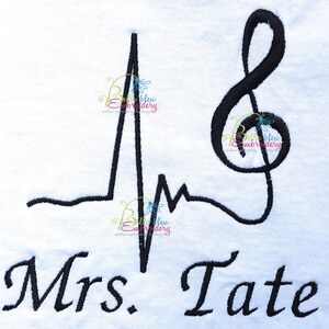 EKG Heartbeat heart beat music fill machine Embroidery Designs Design Instant download