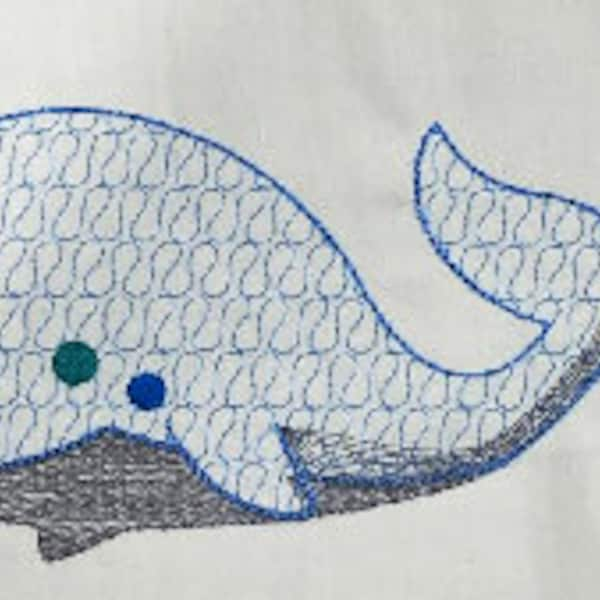 Nautical Whale Embroidery design - Whale Motif fill - Embroidery Design Sea - Instant download