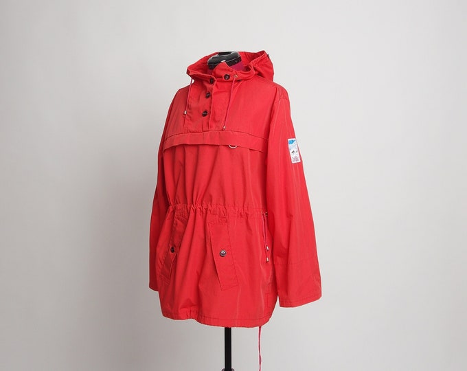 1980s Fjellsikker Ski Anorak Jacket, Retro Outdoor Hooded Jacket, Red ...