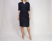 Vintage 80s Black Avant Garde Dress, New Year 39 s Eve Party Dress, 80s does 40s Black Gown, Size M-L