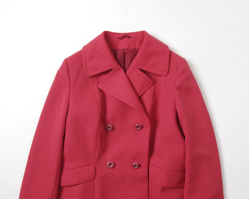 Size M-L Raspberry double breasted women overcoat 60s Spring mod coat Vintage street style princess midi coat