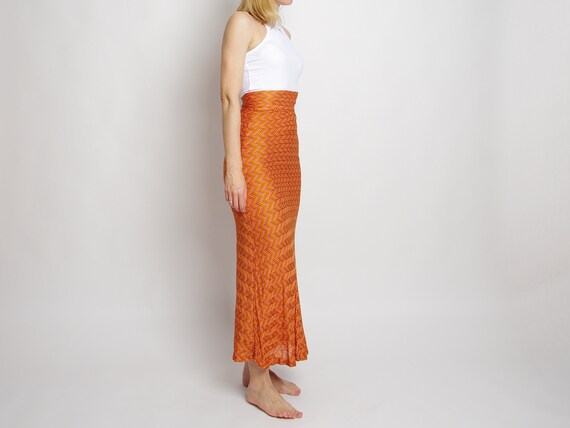 1960s Mod chevron knit maxi skirt, Hippie high wa… - image 2