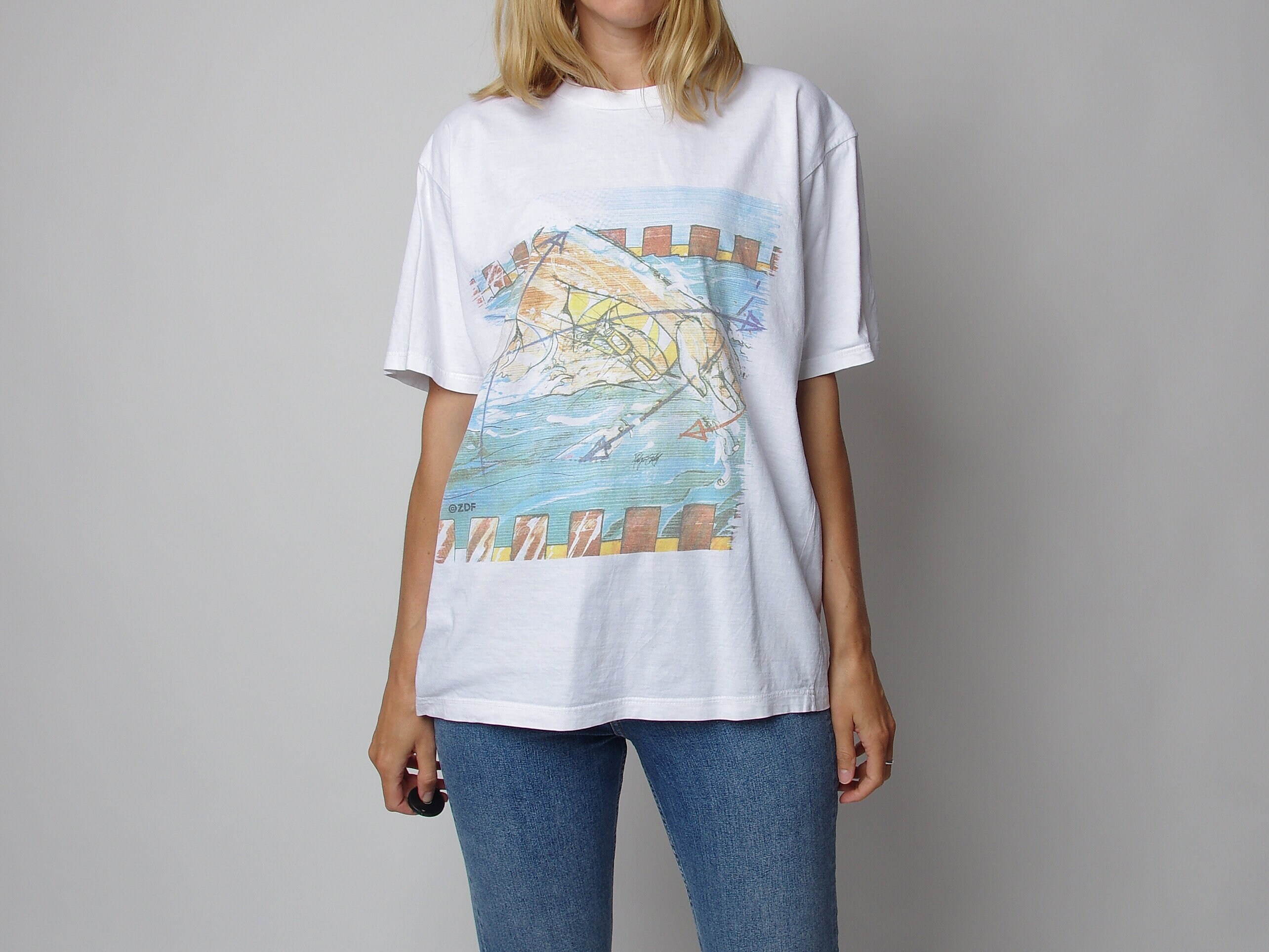 1980s ZDF Swimmer Graphic T-shirt 