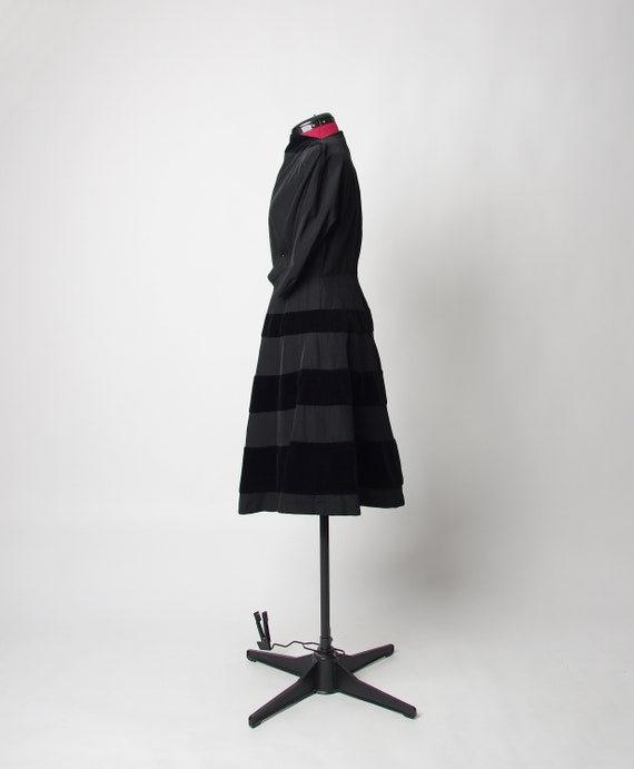 1950s style black boat neck dress, Handmade horiz… - image 7