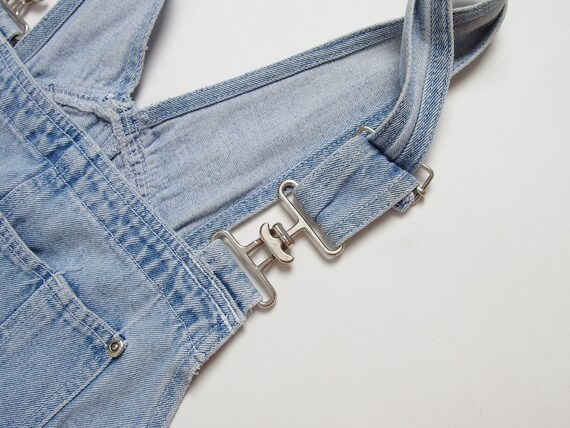 Y2K light wash denim overalls, Women cotton short… - image 10