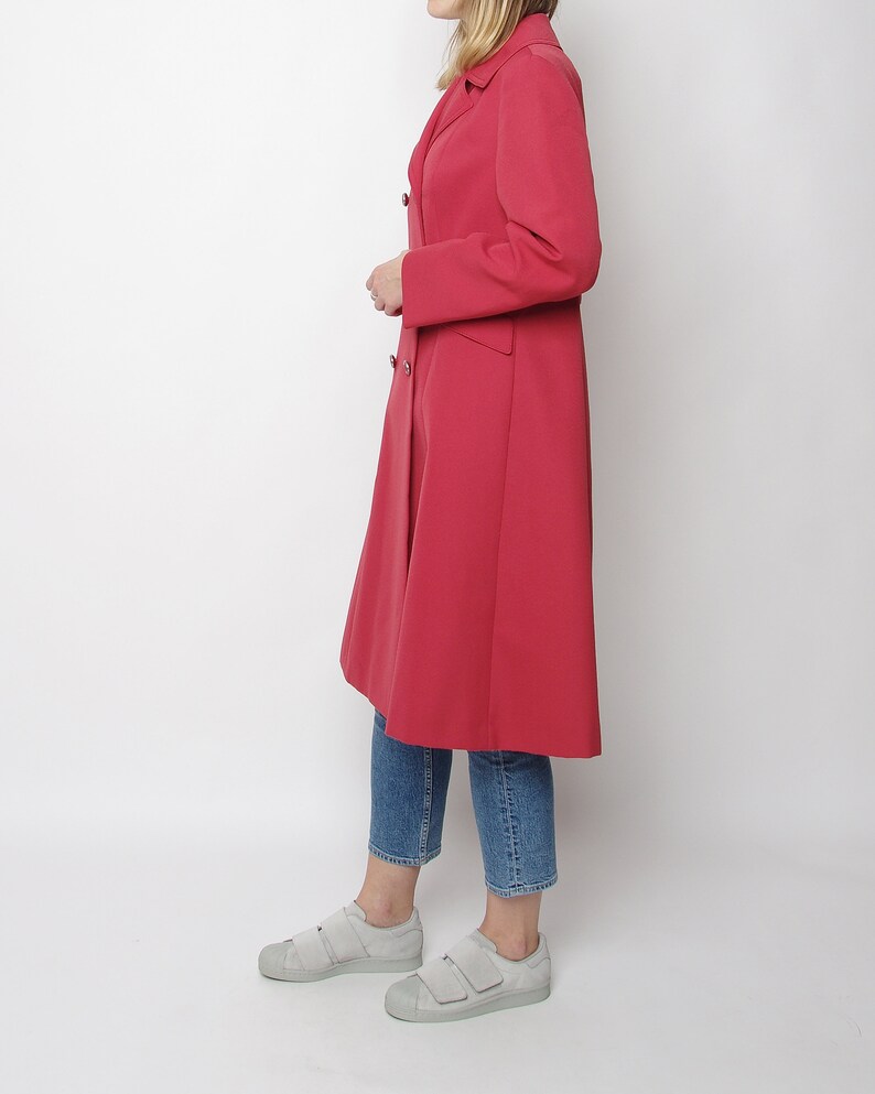 Size M-L Raspberry double breasted women overcoat 60s Spring mod coat Vintage street style princess midi coat