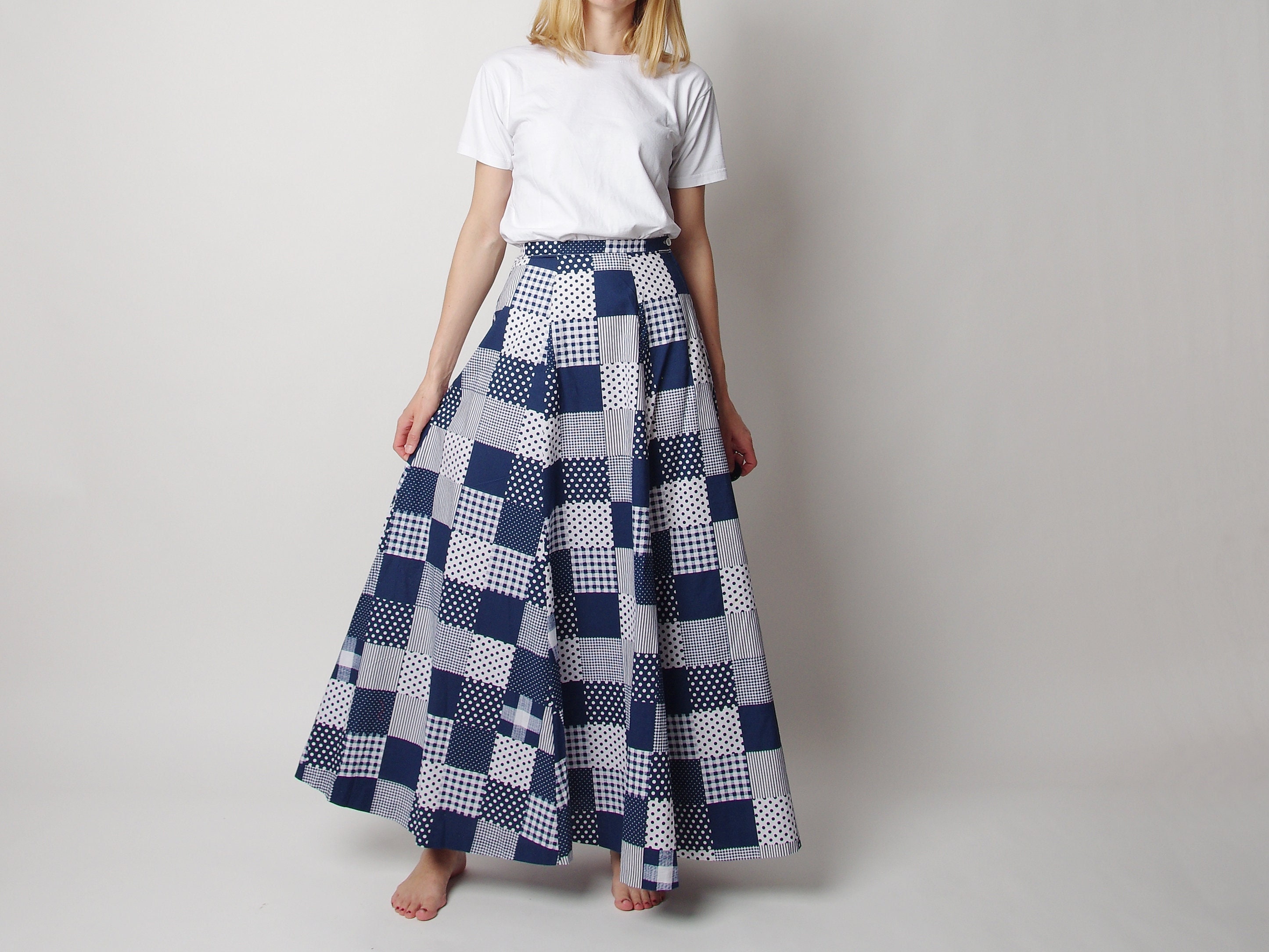 70s Patchwork Skirt - Etsy