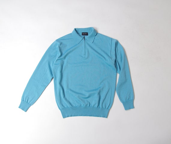Vintage Half-Zip Polo Sweater, Mod Style Mens Swea