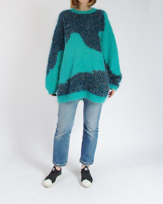80s Handmade Mohair Sweater, Vintage Oversize Swea