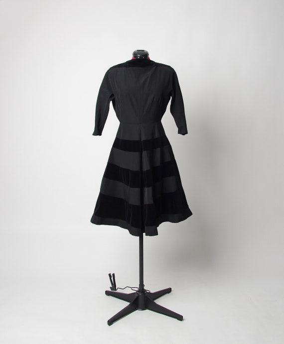 1950s style black boat neck dress, Handmade horiz… - image 6