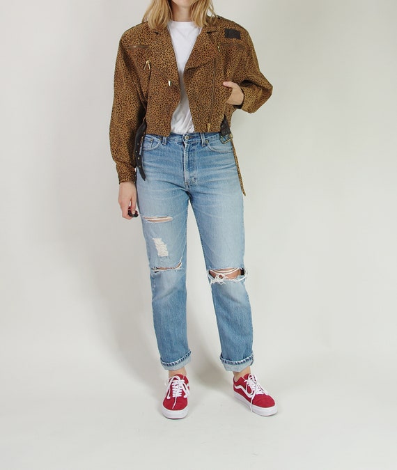 Vintage 80s Biker Jacket, Power Shoulder Jacket, C