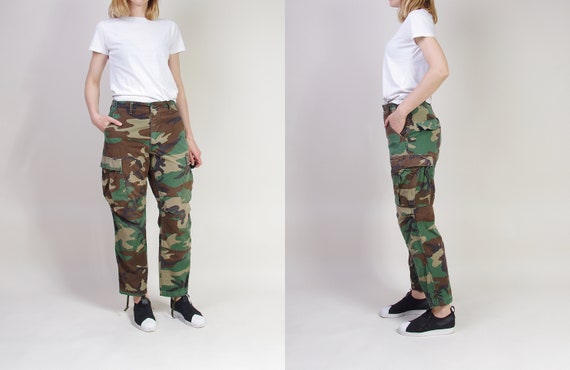 80s Army Cargo Pants, Vintage Woodland Camouflage