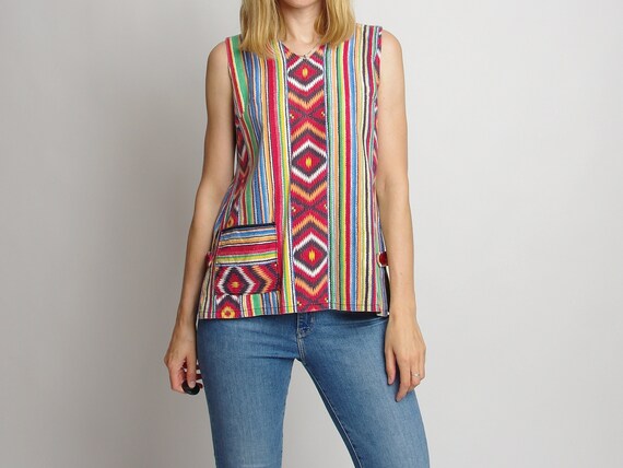 1940 Tribal Print Cotton Smock Blouse Retro Loose Fit Apron - Etsy