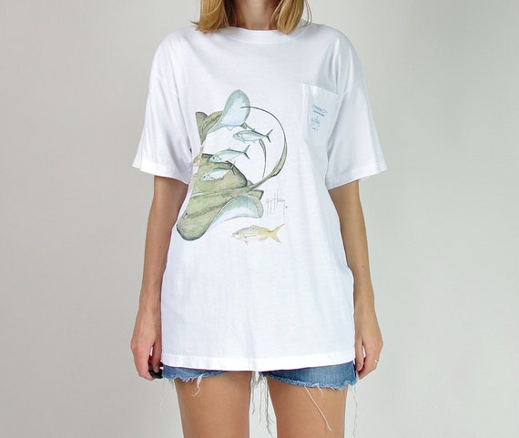 Buy Guy Harvey Sea Life Heavyweight Shirt, Cayman Islands Souvenir T-shirt,  Vintage Cotton Pocket Tee, Size XL Online in India 