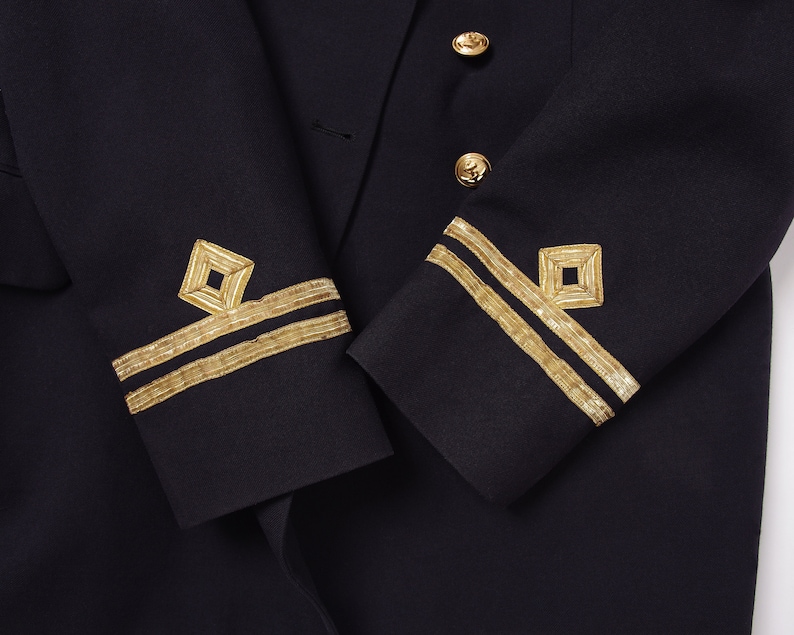 Nautical double breasted suit jacket Cohen /& Zoon Rotterdam 70s Dutch Navy captain jacket by Jos Vintage Dutch Navy Army sailor jacket
