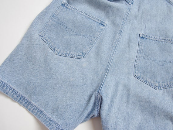 Y2K light wash denim overalls, Women cotton short… - image 9