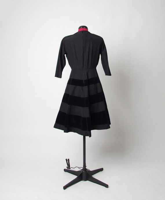 1950s style black boat neck dress, Handmade horiz… - image 8