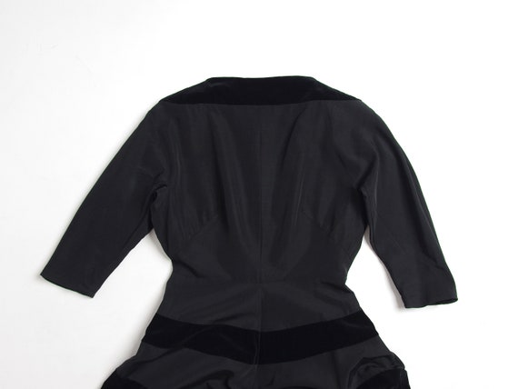 1950s style black boat neck dress, Handmade horiz… - image 9