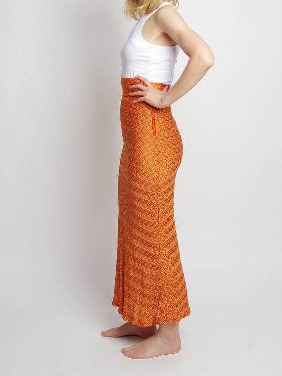 1960s Mod chevron knit maxi skirt, Hippie high wa… - image 5