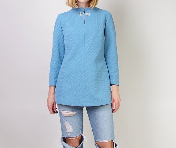 Vintage 60s Mod Tunic, Cheongasm Style Blouse, Asp