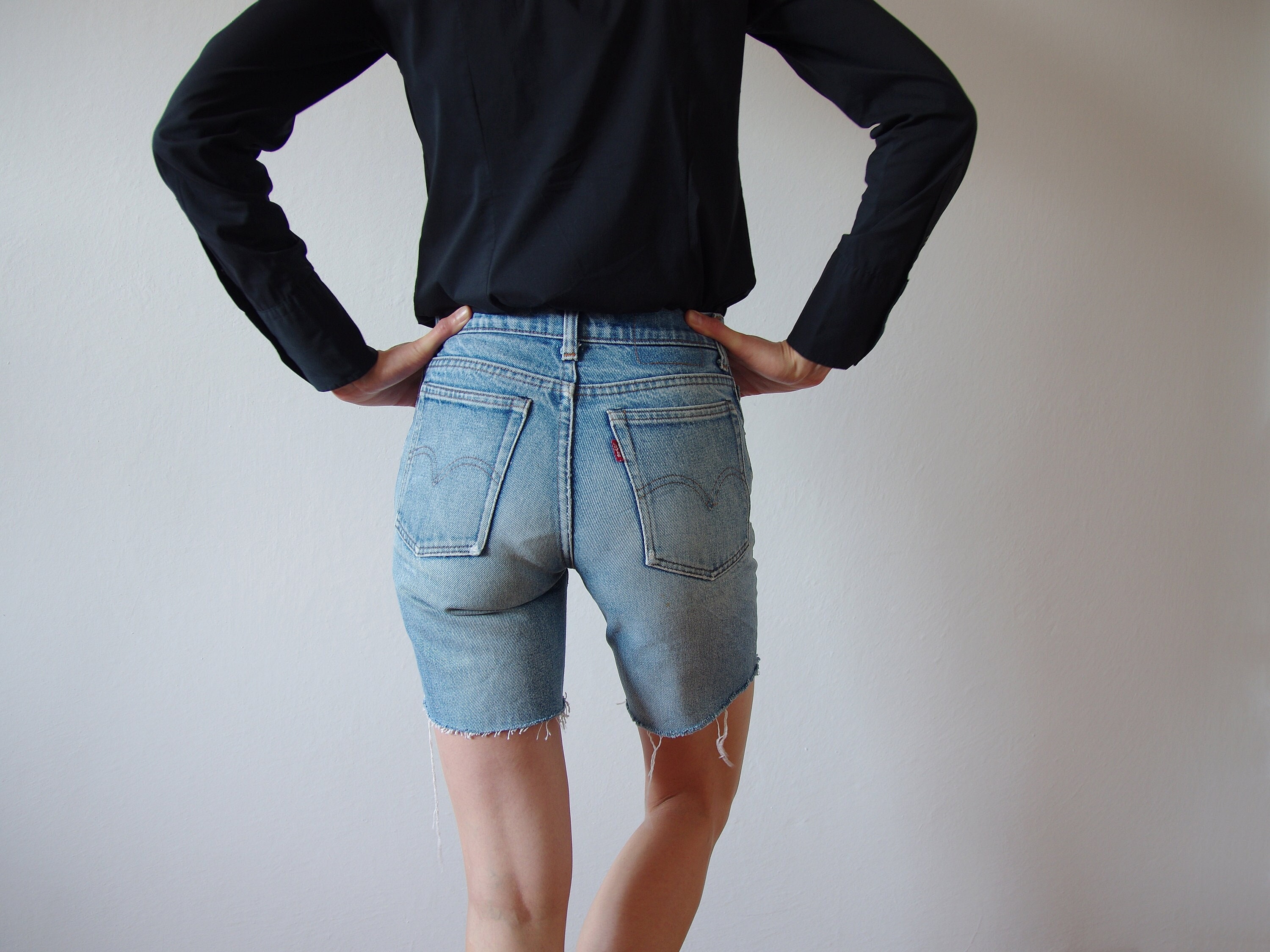 1980s Levis Cut off Denim Shorts Levi's Mid Waisted Biker - Etsy Sweden