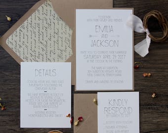 Rustic Modern Chic Wedding Invitation, Simple & Elegant