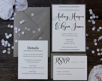 Line and Dot Modern Wedding Invitation, Simple & Elegant
