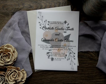 Hand Drawn Floral Overlay Wedding Invitation, Modern & Simple