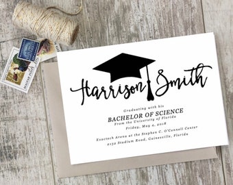 Graduation Cap Announcements, Simple & Elegant