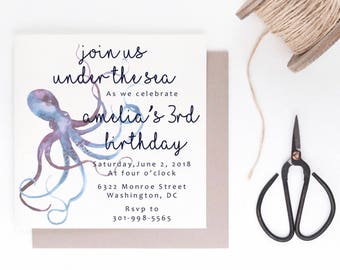 Under The Sea Birthday Invitations, Simple & Elegant
