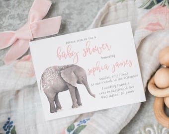 Elephant Baby Shower Invitations, Simple & Elegant