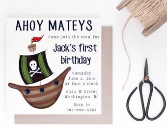 Ahoy Birthday Invitations, Nautical, Simple & Elegant