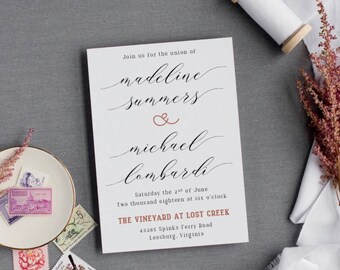 Modern Script Wedding Invitation, Simple & Elegant