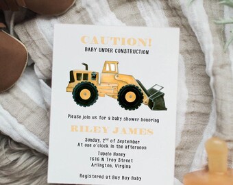 Construction Baby Shower Invitation, Simple & Elegant