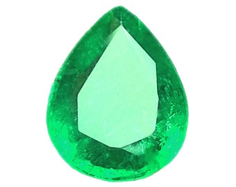 US SELLER - 1.43 Ct. Natural Loose Emerald from Zambia Pear Cut 9x7 Calibrated