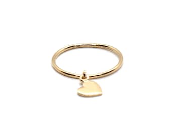 Bague d’or de coeur, argent de sterling, anneau de tous les jours, anneau d’empilage, anneau simple, bijoux minimalistes, idées de cadeau d’anniversaire