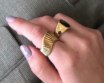 Vintage Statement Gold Ring, Sterling Silver, Everyday Ring, Stacking Ring, Simple Ring, Minimalist Jewelry, Birthday Gift Ideas