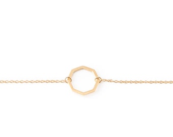 Bracelet de charme de Dainty, argent sterling, 24k Or, bracelet de géométrie, bracelet minimal simple de tous les jours, cadeau de demoiselle d'honneur, cadeau pour elle