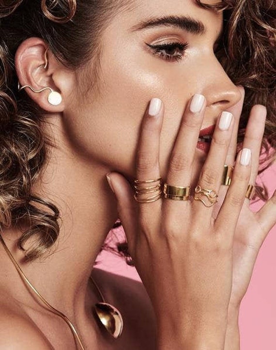 Statement Band Ring Sterling Silver 24k Gold Pinky Ring