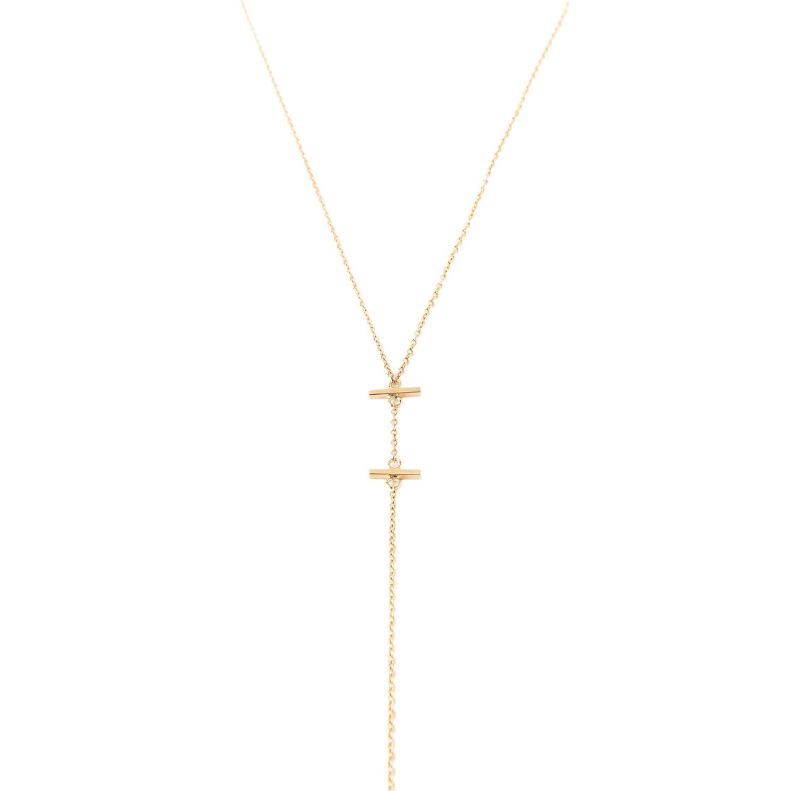 Bar Drop Y Necklace Sterling Silver 24k Gold Minimal Lariat Etsy