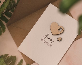 Luxury Romantic Personalised You Complete Me Card
