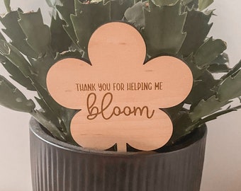 Teacher Personalised End of Term Gift, Thank you for helping me bloom grow, Teacher, Nursery, TA, Plant Topper