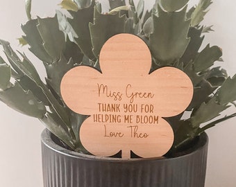 Teacher Personalised End of Term Gift, Thank you for helping me bloom grow, Teacher, Nursery, TA, Plant Topper