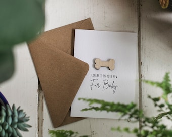 Luxury Wooden Congrats On Your New Fur Baby Card Dog Doggy Puppy Congratulations