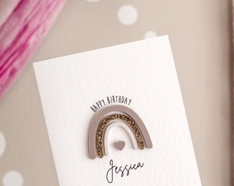 Luxury Acrylic Rainbow Birthday Card Girl Personalised