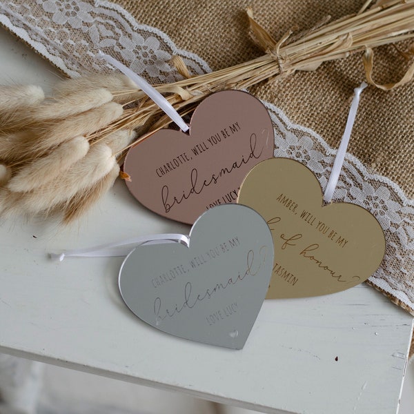 Rose Gold Mirror Foil Will You Be My Bridesmaid Gift Maid of Honour